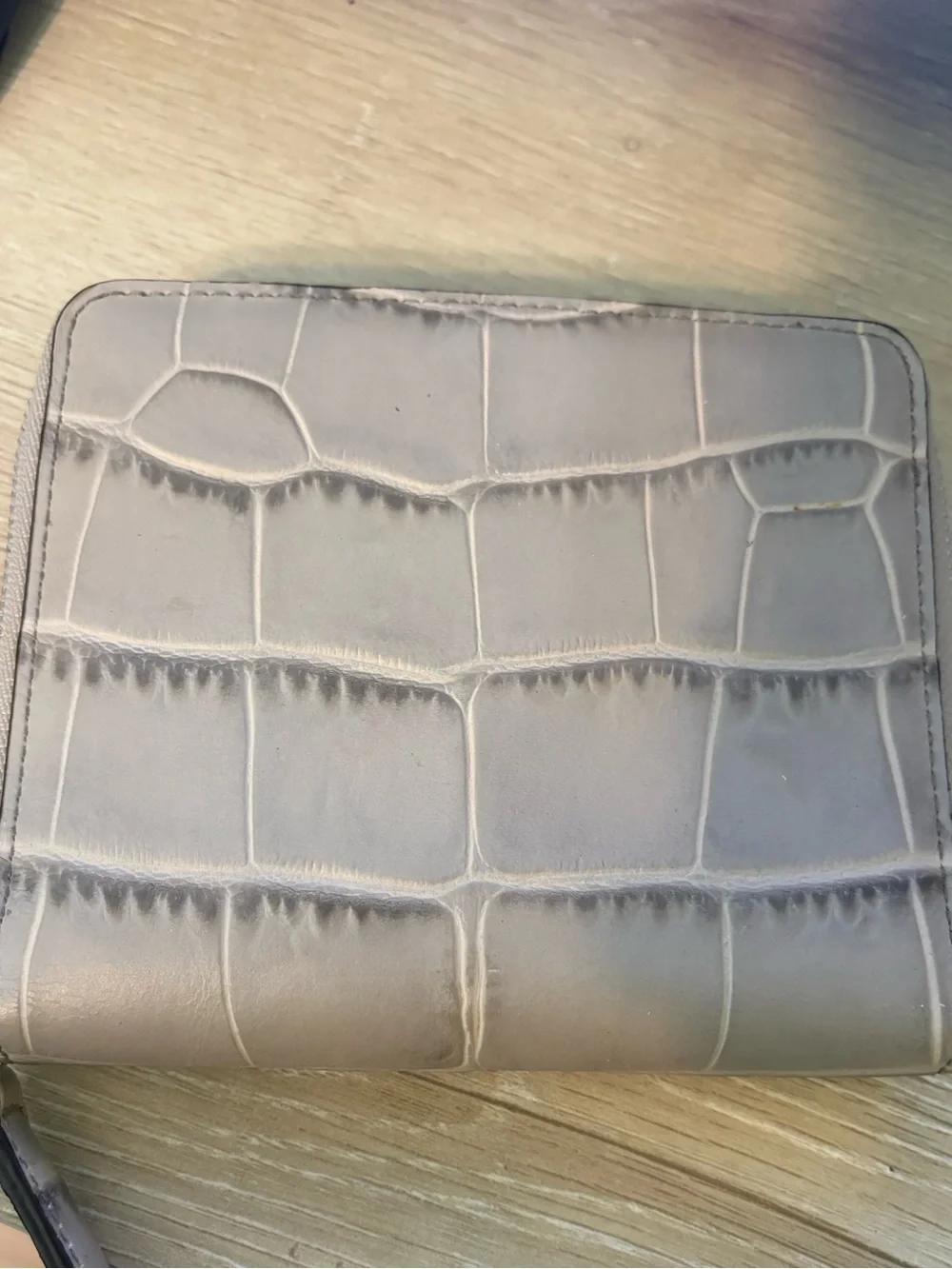 Coach Taupe Croc-Embossed Leather Wallet